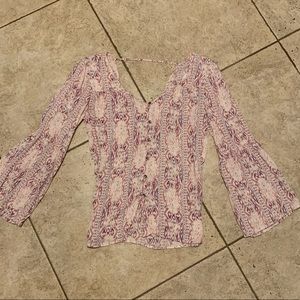 Billabong Button Up Bell Sleeve Blouse